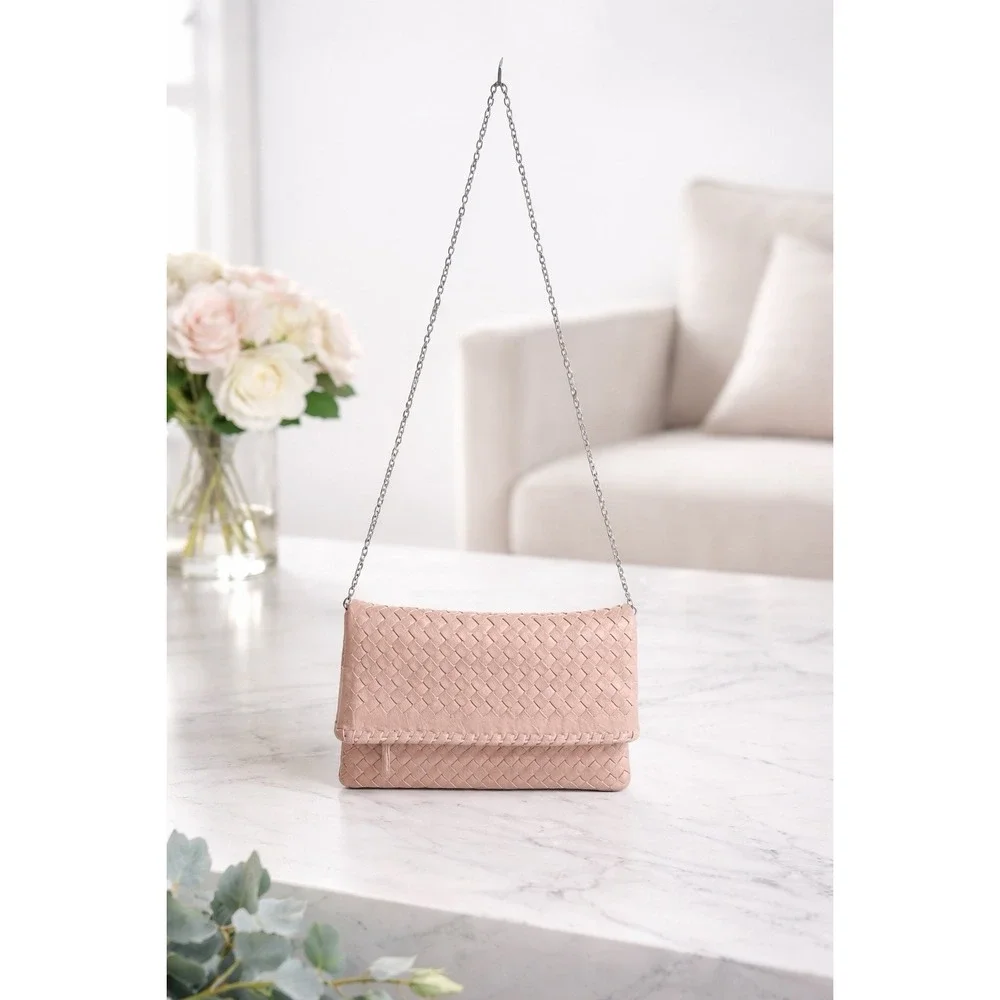 Urban‎ Expressions Womens Rykard Blush Croc Clutch Crossbody Bag Purse